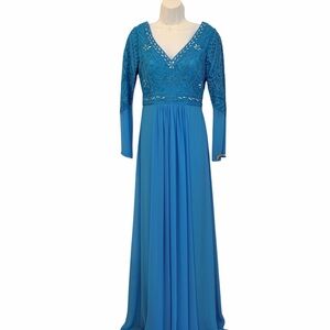 Sue Wong Formal Gown NWT Long Dress Blue Embellished Size 2